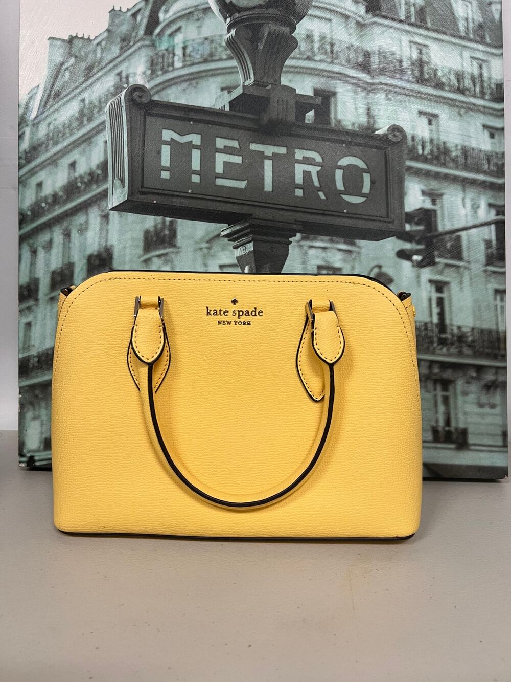 Kate Spade WKR00438 Darcy Small Dome Satchel, Daybreak Yellow Leather Crossbody